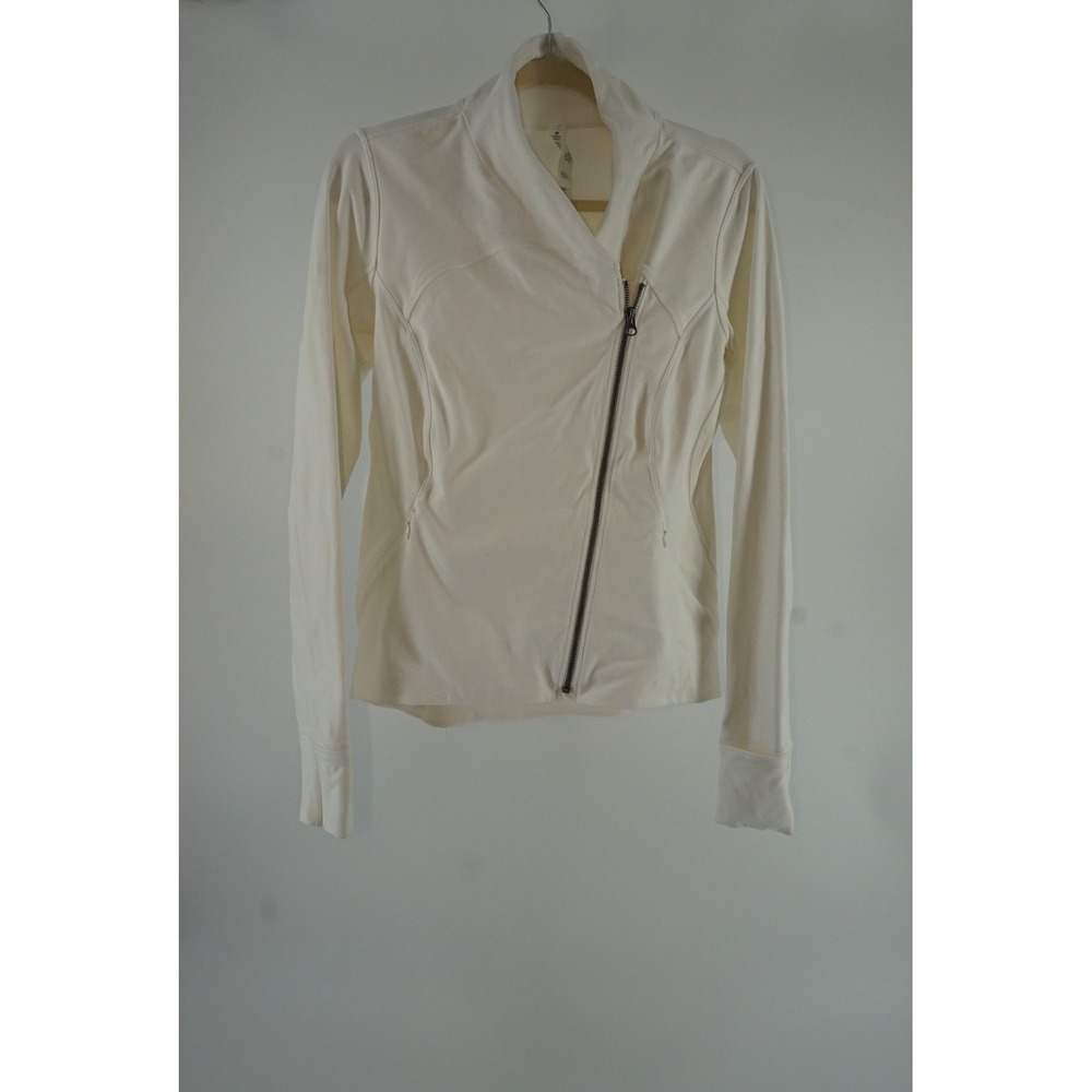 Lululemon Precision‎ Jacket Asymmetrical Zip Athletic Thumbholes Cream White 6